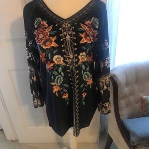 Embroidered Velvet top.